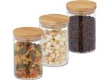 Relaxdays Set Di 3 Barattoli Con Coperchio Da 800 Ml