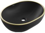 Mexen Viki Lavandino Da Appoggio 48 X 35 Cm, Nero Opaco/Bordo Dorato - 21054875