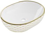 Mexen Viki Lavandino Da Appoggio 48 X 35 Cm, Bianco/Oro Motivo A Griglia - 21054809