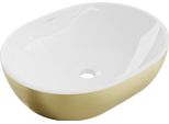 Mexen Viki Lavabo Da Appoggio 48 X 35 Cm, Bianco/Oro Motivo Linee - 21054817