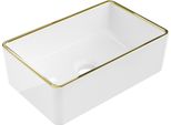 Mexen Nadia Lavabo Da Appoggio 36 X 23 Cm, Bianco/Oro Bordo - 21613605