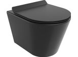 Mexen Rico Vaso Wc Rimless Con Sedile A Chiusura Rallentata Slim, Duroplast, Nero Opaco - 30720185