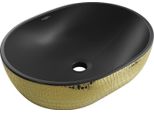 Mexen Viki Lavabo Da Appoggio 48 X 35 Cm, Nero Opaco/Motivo Dorato A Scaglie - 21054878