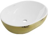 Mexen Viki Lavabo Da Appoggio 48 X 35 Cm, Bianco/Oro Motivo Squame - 21054808