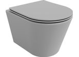 Mexen Rico Wc Sospeso Rimless Con Sedile A Chiusura Rallentata Slim, Duroplast, Grigio Chiaro Opaco - 30724061