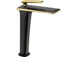 Mexen Purus Rubinetto Lavabo Alto, Nero/Oro - 745810-75