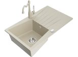 Mexen Cesar Lavello In Granito A 1 Vasca Con Sgocciolatoio E Miscelatore Da Cucina Carla, Beige - 6514-69-670700-69