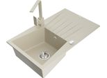 Mexen Cesar Lavello In Granito 1 Vasca Con Scolapiatti E Rubinetto Da Cucina Rita, Beige - 6514-69-670300-69