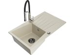 Mexen Cesar Lavello In Granito 1 Vasca Con Sgocciolatoio E Rubinetto Da Cucina Aster, Beige - 6514-69-73450-07-B