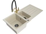 Mexen Andres Lavello In Granito 1,5 Vasche Con Scolapiatti E Rubinetto Da Cucina Duo, Beige - 6515-69-671701-57-B