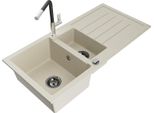 Mexen Andres Lavello In Granito 1,5 Vasca Con Scolapiatti E Rubinetto Cucina Flora, Beige - 6515-69-670401-07-B