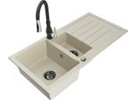 Mexen Andres Lavello In Granito 1,5 Vasca Con Scolapiatti E Rubinetto Da Cucina Savita, Beige - 6515-69-672601-70
