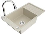 Mexen Elias Lavello In Granito A 1 Vasca Con Sgocciolatoio E Miscelatore Da Cucina Elia, Beige - 6511-69-670101-00
