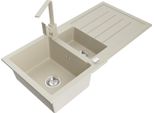 Mexen Andres Lavello In Granito A 1,5 Vasche Con Scolapiatti E Miscelatore Cucina Rita, Beige - 6515-69-670300-69