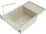 Mexen Elias Lavello In Granito 1 Vasca Con Sgocciolatoio E Miscelatore Cucina Rita, Beige - 6511-69-670300-69