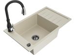 Mexen Elias Lavello In Granito 1-Vasca Con Sgocciolatoio E Rubinetto Cucina Savita, Beige - 6511-69-672601-70