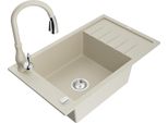 Mexen Elias Lavello In Granito 1-Vasca Con Scolapiatti E Miscelatore Cucina Savita, Beige - 6511-69-672601-69