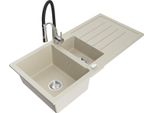 Mexen Andres Lavello In Granito A 1,5 Vasca Con Sgocciolatoio E Miscelatore Da Cucina Aster, Beige - 6515-69-73450-07