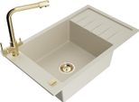 Mexen Elias Lavello Da Cucina In Granito A 1 Vasca Con Scolapiatti E Rubinetto Duero, Beige - 6511-69-671600-50
