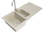 Mexen Andres Lavello In Granito 1,5 Vasche Con Scolapiatti E Rubinetto Da Cucina Telma, Beige - 6515-69-670200-00