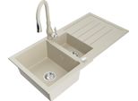 Mexen Andres Lavello In Granito A 1,5 Vasca Con Gocciolatoio E Rubinetto Cucina Savita, Beige - 6515-69-672601-69