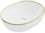 Mexen Viki Lavabo Da Appoggio 48 X 35 Cm, Bianco/Oro Bordo - 21054805