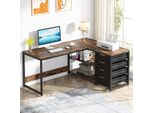 Tribesigns Scrivania A L Per Computer, Scrivania Angolare Da 150 Cm Con Ripiani, Scrivania Reversibile A L Per Ufficio, Scrivania Per Studio, Marrone