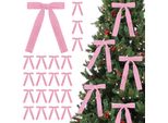 24 Pezzi Fiocchi Di Velluto, Decorazioni Per L'albero Di Natale, Fiocchi Vintage Per Ghirlanda, Ghirlanda, Regalo, Decorazione Natalizia Per Interni Ed Esterni, 100% Poliestere, Rosa, Poliestere