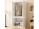 Armadio Flieks Con Appendiabiti E 4 Ante, Armadio Ad Angolo Armadio Per Camera Da Letto Con Vano Portaoggetti, 70X40X170Cm, Bianco