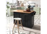 Flieks Carrello Di Servizio Carrello Da Cucina A Isola Con Piano Di Lavoro Estensibile, Carrello Da Cucina Carrello Portavivande Con Cassetti, Isola Da Cucina 129X46-71X91,5 Cm, Nero