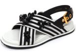 D0530 Sandalo Donna Car Shoe Scarpa Pietre Nero/Bianco Sandal Shoe Woman