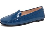 F3328 Mocassino Donna Petrol Blu Tod's Scarpe Patent Loafer Shoe Woman