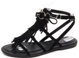 F0456 Sandalo Donna Black Tod's Scarpe Suede Shoe Sandal Woman