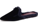 4455J Ciabatta Donna Blue Velvet Vicolo Velluto Eco Fur Slipper Shoe Woman