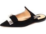F0954 Sandalo Donna Black Sergio Rossi Scarpe Suede Shoe Woman