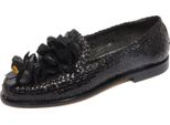 G4648 Mocassino Donna Pons Quintana Black Braided Leather Loafer Woman