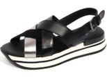 G4808 Sandalo Donna Hogan Black/Silver Leather Sandal Woman