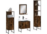 Vidaxl Set Di Mobili Da Bagno Da 4 Pezzi In Legno Di Quercia Affumicata