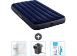 Letto Gonfiabile Intex - 1 Persona - 99 X 191 X 25 Cm - Blu - Lenzuola Incluse - Pompa E Kit Di Riparazione