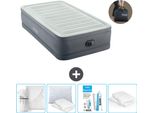 Letto Ad Aria Intex - 1 Persona - 99 X 191 X 46 Cm - Grigio - Pompa Inclusa - Lenzuolo Di Ricambio - Bacio - Kit Di Riparazione E Protezione Del Cuscino
