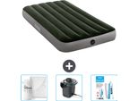 Letto Gonfiabile Intex - 1 Persona - 99 X 191 X 25 Cm - Verde - Include Lenzuola - Pompa E Kit Di Riparazione
