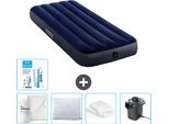 Intex Airbed - 1 Persona - 76 X 191 X 25 Cm - Blu - Lenzuolo Incluso - Bacio - Pompa - Kit Di Riparazione E Protezione Per Cuscino