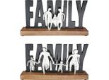 Gilde Schriftzug, "Family"", Aluminium, Mangoholz, Schwarz, , 2 StüCk Wie Abgebildet, L. 5 Cm, B. 30,5 Cm, H. 16 Cm 50568"