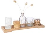 Casablanca 6Tlg. Set, Deko-Ensemble, "Nature"", Glas, Mdf, Metall, Naturfarben, , L. 12,5 Cm, B. 40 Cm, H. 15 Cm 51564"