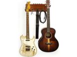 Supporto A Parete Per Chitarra Keepdrum In Mogano Per 2 Chitarre E Accessori