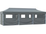 Tenda Pieghevole Pop-Up Per Feste Con 8 Pareti Laterali 3X9 M Antracite