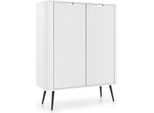 Cassettiera: 2 Ante, Colore: Bianco, Gambe Nere, 103 X 129 X 39Cm