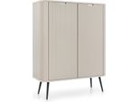 Cassettiera: 2 Ante, Cashmere, Gambe Nere, 103 X 129 X 39 Cm