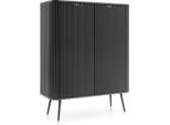 Cassettiera: 2 Ante, Colore: Nero, Gambe Nere, 103 X 129 X 39Cm