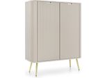 Cassettiera: 2 Ante, Colore: Cashmere, Gambe Dorate, 103 X 129 X 39Cm
